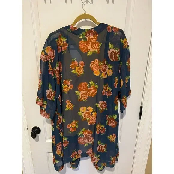 Matilda Jane Blue and Mustard Set Kimono and Tank top size L